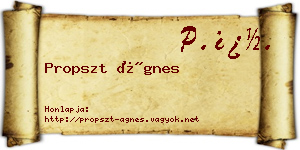 Propszt Ágnes névjegykártya