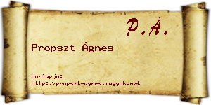 Propszt Ágnes névjegykártya